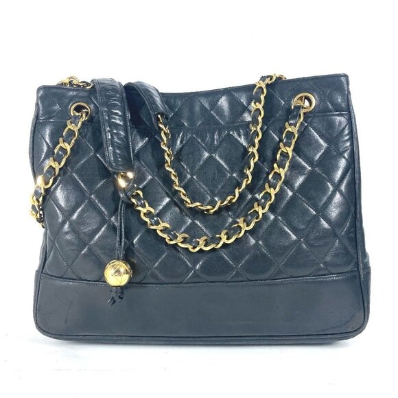 CHANEL Vintage Black Lambskin Leather Coco Mark Shoulder Bag - Picture 2 of 16